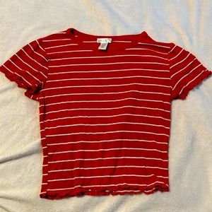 Orange and white striped crop top